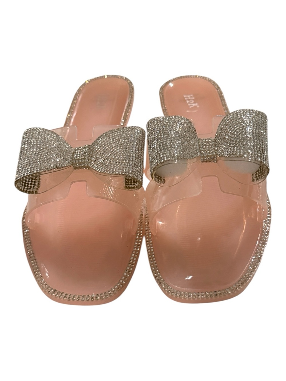 H2K Rhinestone Bow Jelly Slides Sandals Pink Women’s Size 10 NWT